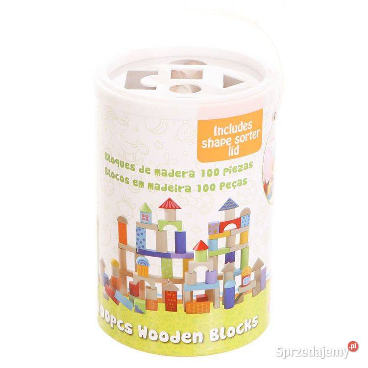 Zestaw 100 sztuk drewnianych klocków klocki Bielsk Podlaski