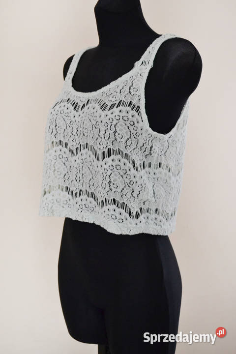 miętowy crop top haftowany hm Warszawa