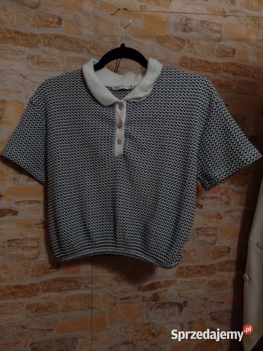 36S ZARA Krótka granatowy bluzka dzianinowa z Kraków