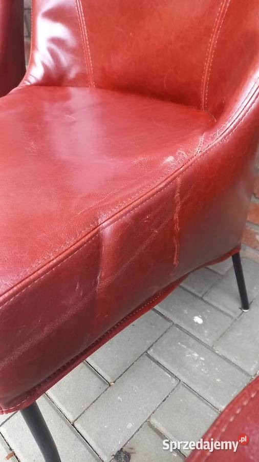 Krzesła skórzane na metalowych nogach 4 brązowo sprzedam