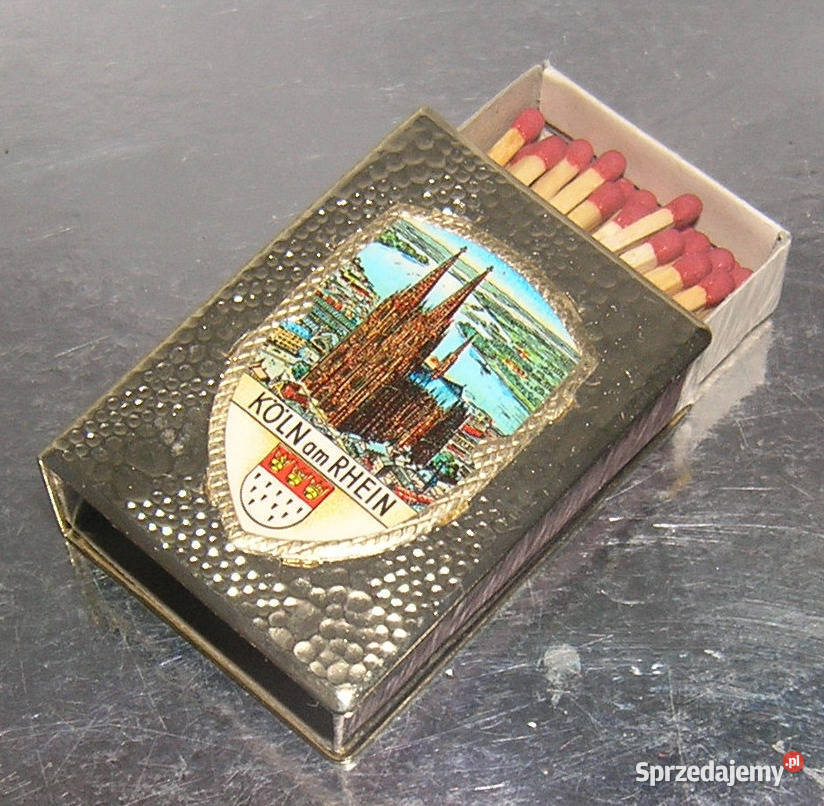 zapałki etui metalowe vintage katedra w Bartków
