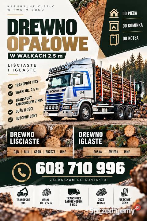 Drewno opałowe z dostawą i rozładunkiem HDS Stryków