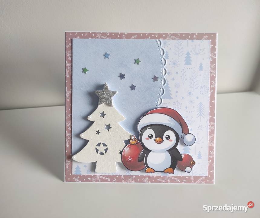 Kartka świąteczna ręcznie robiona na Boże Łódź sprzedam