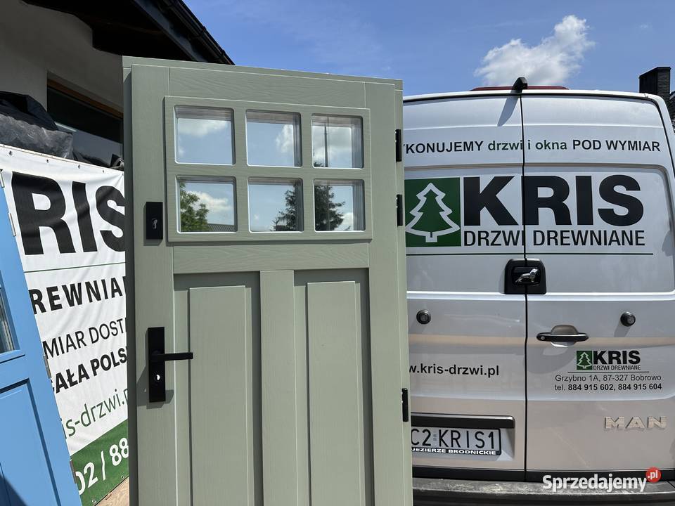 Drzwi zewnętrzne drewniane Angielskie 7033 NA Poznań sprzedam