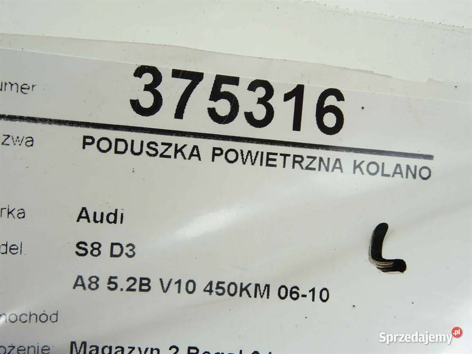 PODUSZKA POWIETRZNA KOLANOWA PASAŻERA AUDI A8 D3 osobowe
