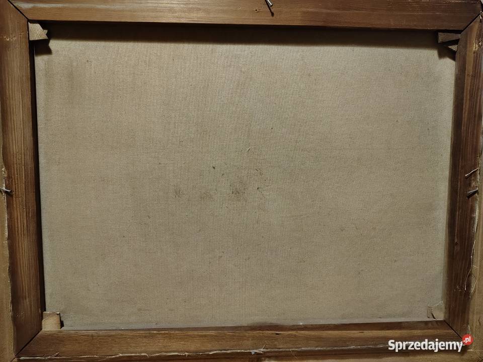 Stary obraz olejny Zimowy Kulig Kartuzy