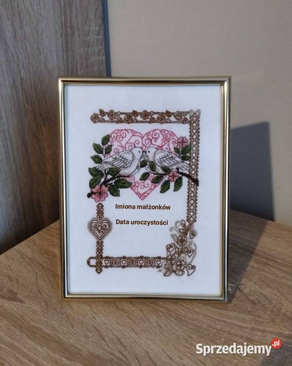 Personalizowana pamiątka ślubu haft krzyżykowy warmińsko-mazurskie Olsztyn sprzedam