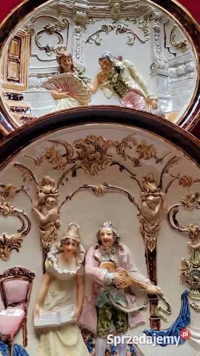 Zabytkowe misy dekoracyjne płaskorzeźby ok 1900 Zbrosławice