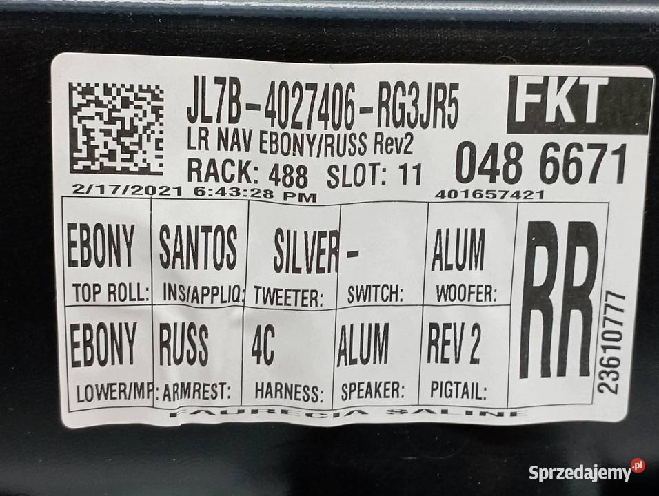 TAPICERKA BOCZEK PRAWY TYŁ JL7B4027406RG3JR5