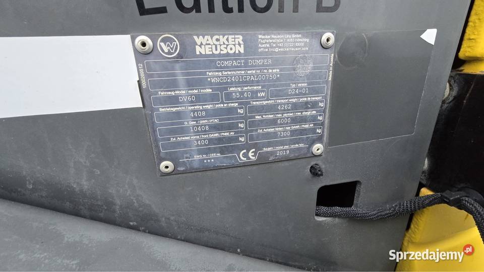 Wozidło Obrotowe Wacker Neuson DV60 DUAL VIEW Klimatyzacja Wozidła