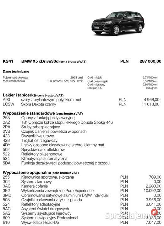 BMW X5 Xdrive 30D F15 2013r 288 bogate Tarnobrzeg sprzedam
