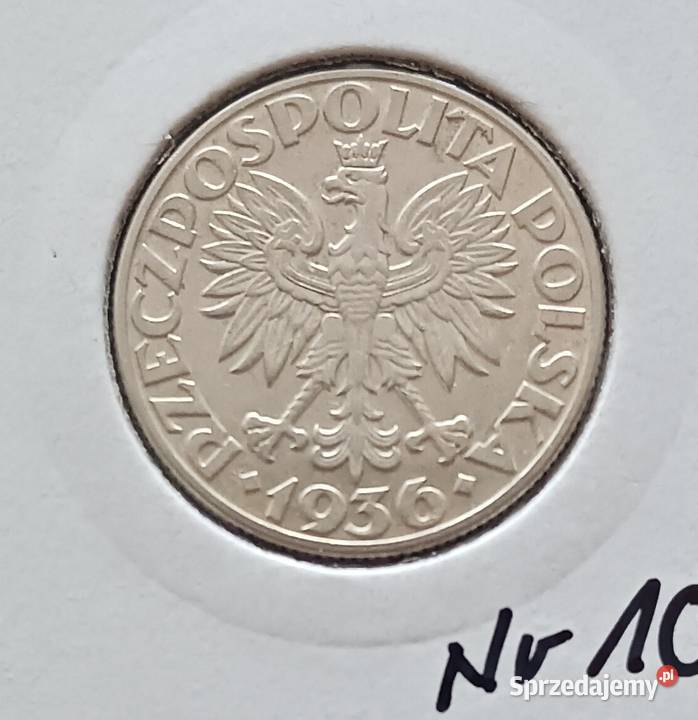 2 Żaglowiec 1936 r 10 Super stan oryginał srebro Konin