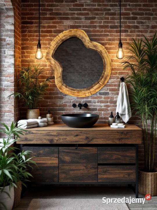 niebanalne lustro do łazienki w drewnianej ramie Rzeszów sprzedam