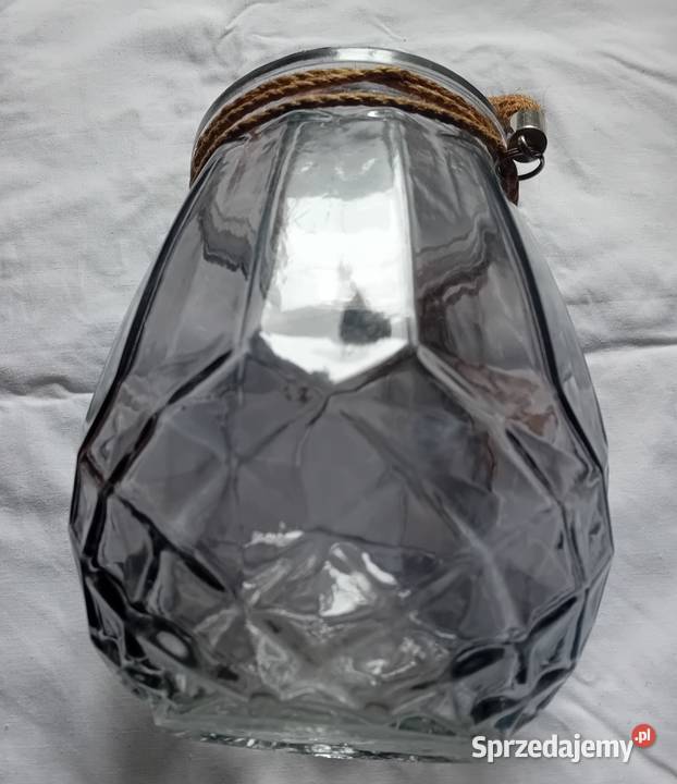 Lampion vintage zawieszany na sznurku grafitowe wielkopolskie Koźminek