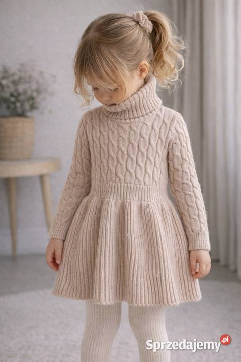 Sukienka sweterkowa dziewczęca 98104 miękka golf zachodniopomorskie Troszyn