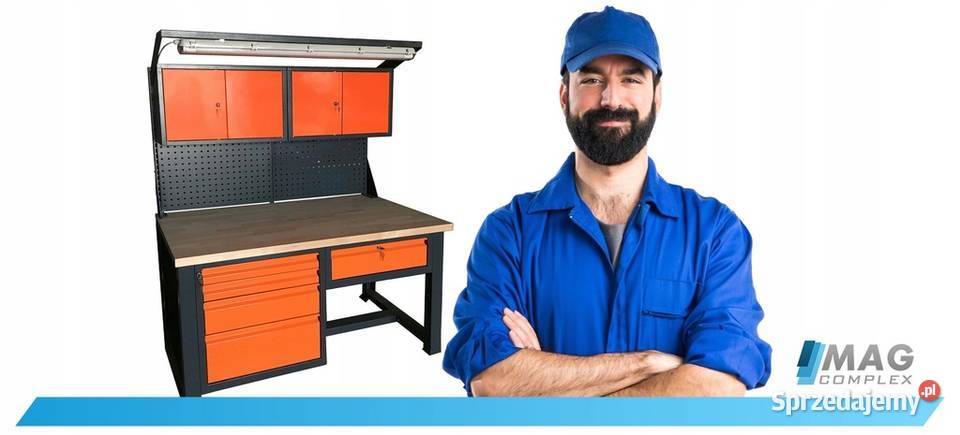 STÓŁ Warsztatowy P1419 Szafki Szuflada Lampa Gdańsk