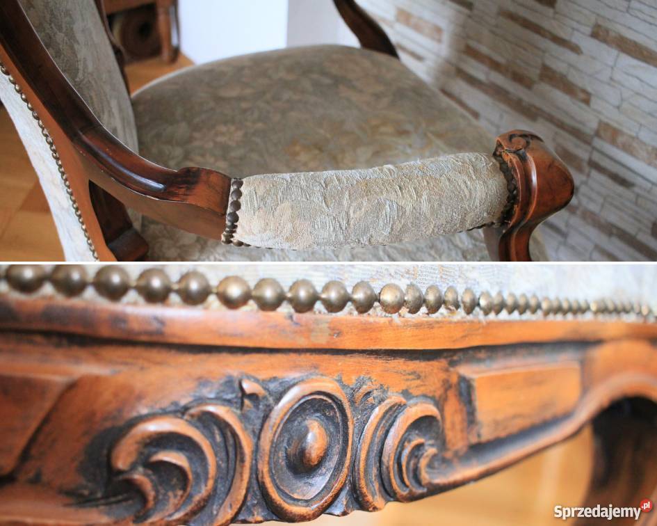 Pięknie zdobiony fotel klasyczny ręcznie Dom i Ogród Pszczyna sprzedam