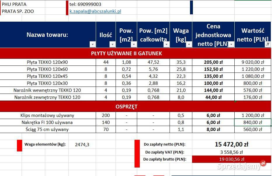 Okazja zestaw szalunków TEKKO 2 gatunek szalunki Dębina