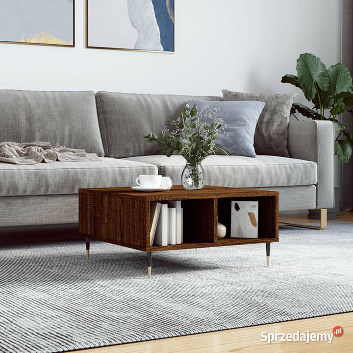 Stolik kawowy brązowy dąb 60x60x30 WM827035