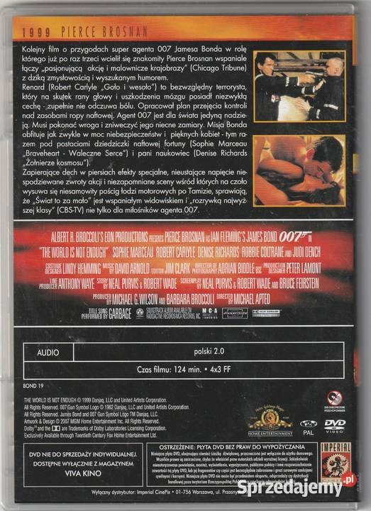 James Bond Świat to mało Pierce Brosnan DVD Pruszków