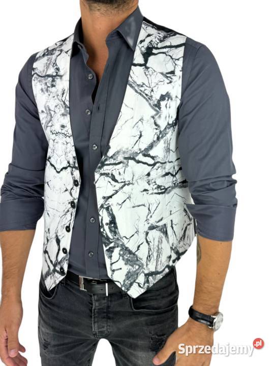 GIOVANNI PERA kamizelka męska D625 biała czarny Ostrów Wielkopolski sprzedam
