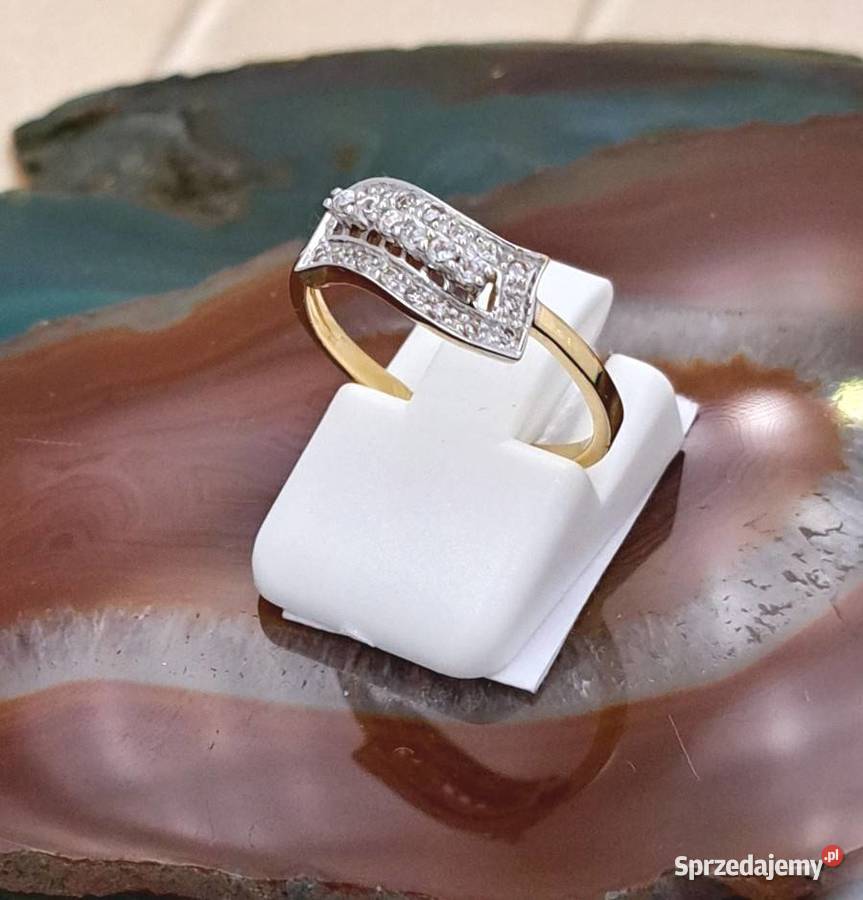 Pierścionek r14 Złoty pr585 Glamour fala Z859 wielkopolskie Poznań