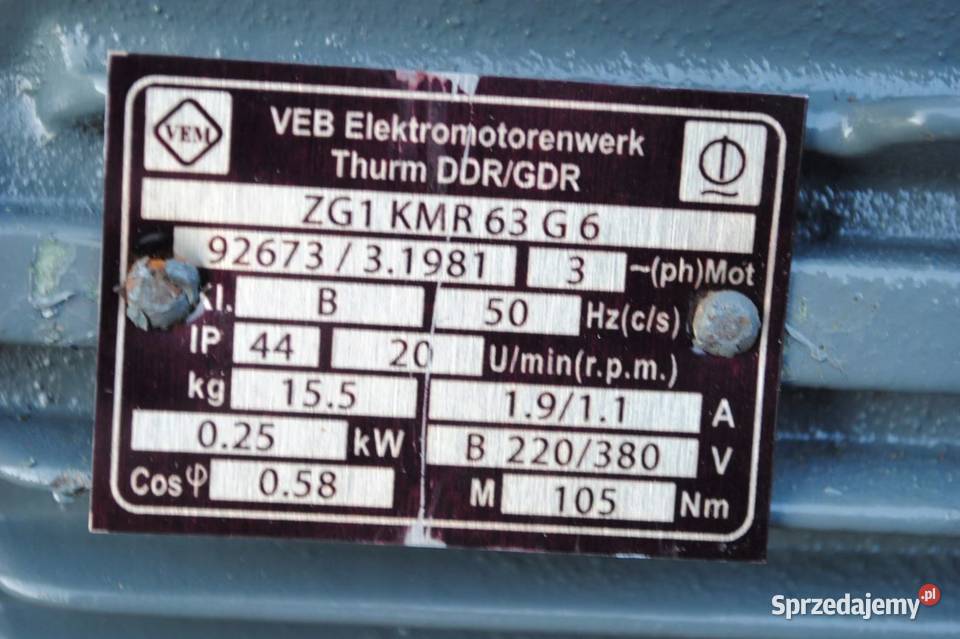 Motoreduktor kołnierzowy 025kw 20obrmin VEM