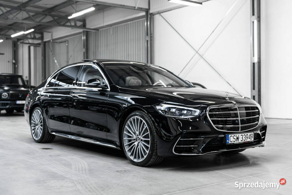 Mercedes S 450 d 4Matic Long Skrętna oś Webasto czujnik martwego pola Węgrzce