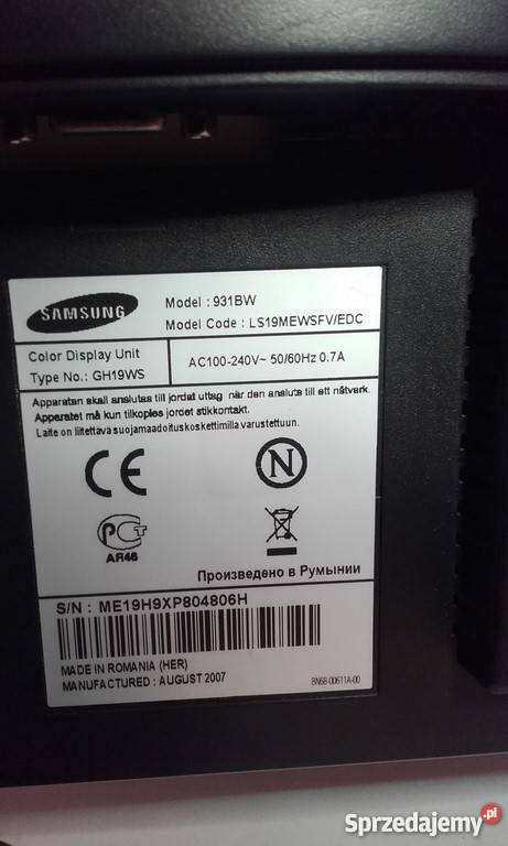 MONITOR SAMSUNG 19 931BW SPRAWNY podkarpackie Ropczyce