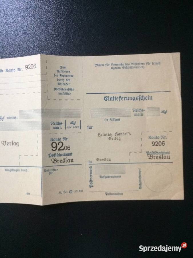 244 Niemiecki Blankiet Pocztowy Breslau Szczecin