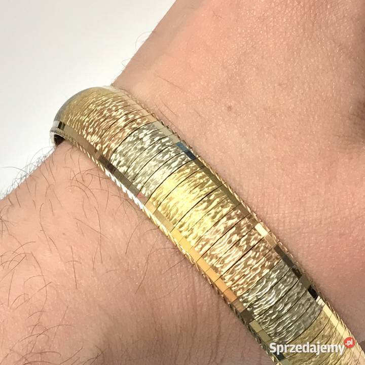 Złota BRANSOLETKA damska 18K trzy KOLORY złota Warszawa sprzedam