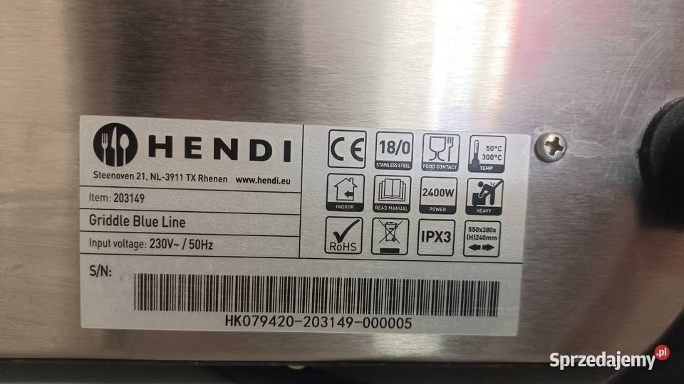 Płyta grillowa elektryczna hendi Sromowce Wyżne