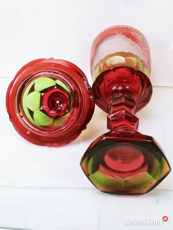 Kielich Kryształ Pokal Bohemia Rubin Nowa Sól
