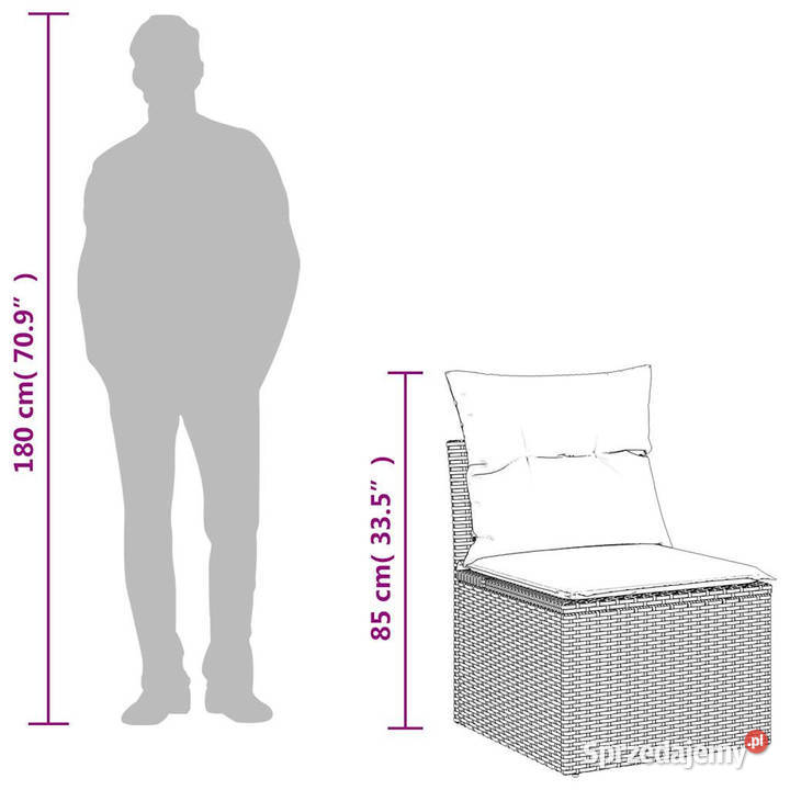 4cz sofa ogrodowa z poduszkami brązowy rattan PE Warszawa