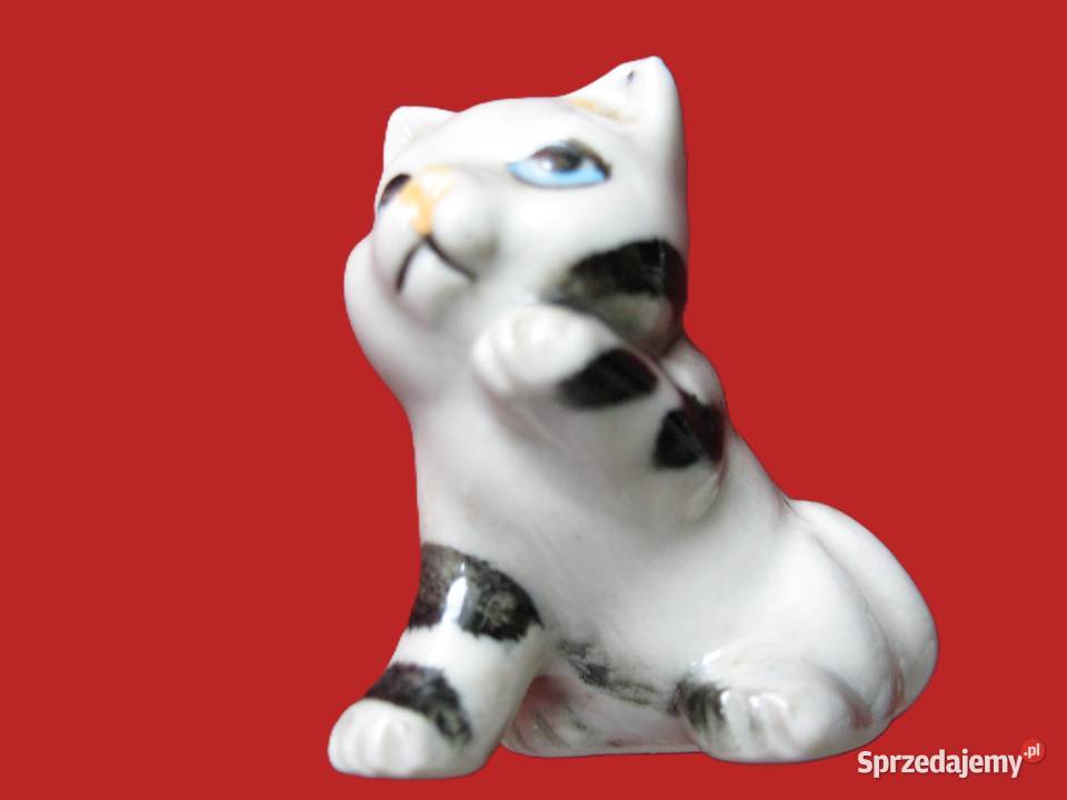 Kot miniatura figurka porcelana 35 x 4 x 2 szary Siedlce