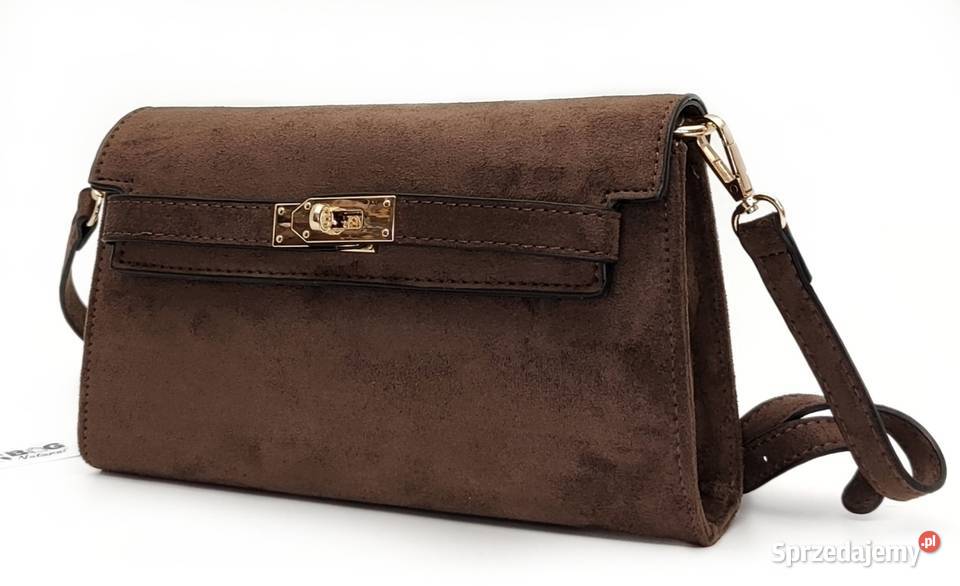 Torebka Kopertówka Listonoszka 2w1 Zamszowa brązowy/beżowy Warszawa sprzedam
