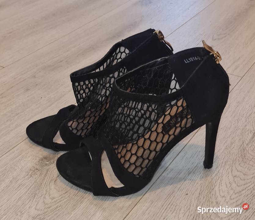 Sandałki damskie szpilka siateczka zip 36 23cm Łódź sprzedam