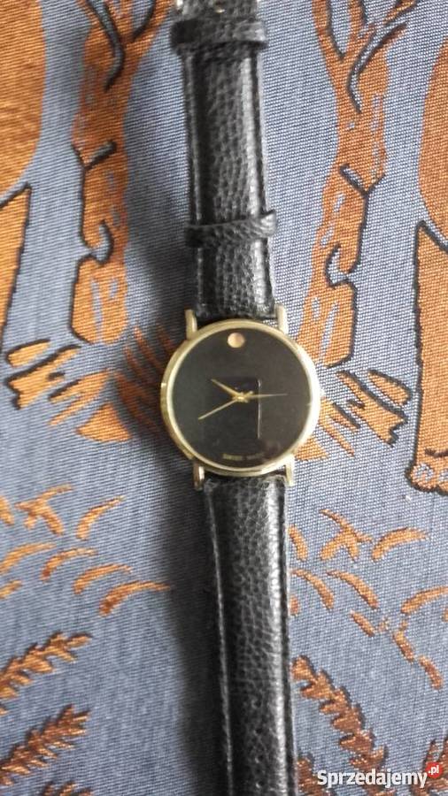 CZARNY ZEGAREK DAMSKI MĘSKI SWISS MADE STAINLESS unisex