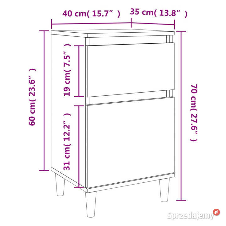 Szafka nocna szarość betonu 40x35x70 WM819700