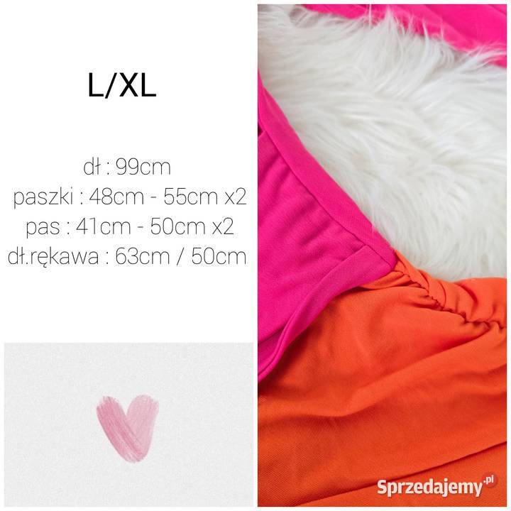 Sukienka z marszczeniem soczyste kolory LXL