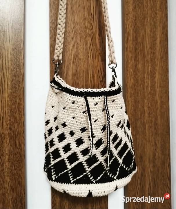 Torebka worek ze wzorem crochet ręcznie robiona Piotrków Trybunalski