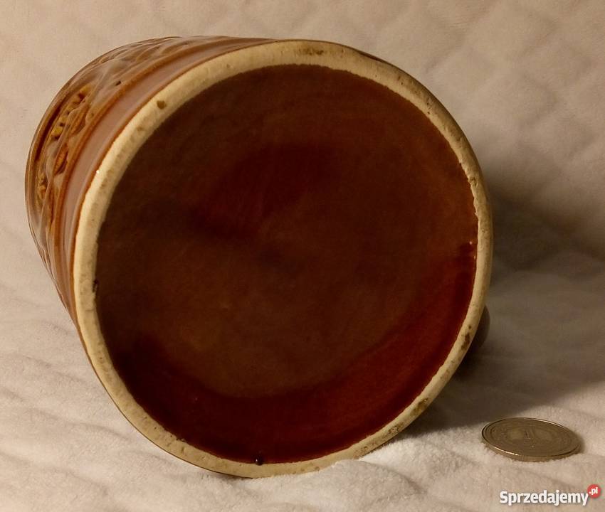 Porcelanowy szkliwiony Kufel brązowy 15 Rogoźnik