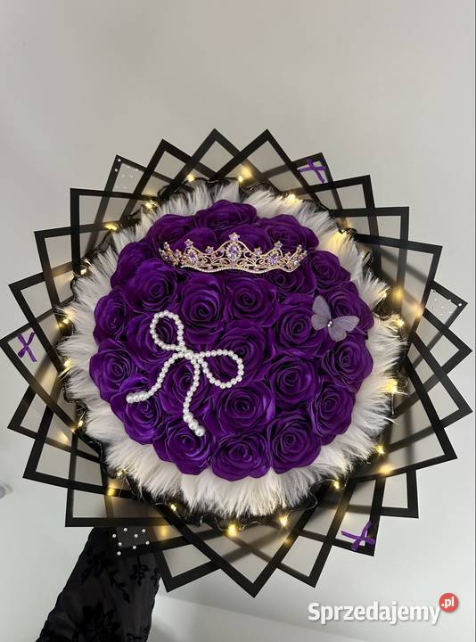 Bukiet wiecznych róż ze wstążki handmade Wrocław