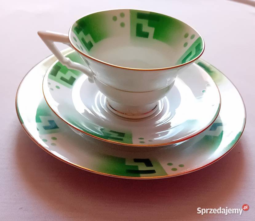 Trio śniadaniowe art deco Spritzdekor Bavaria Koźminek