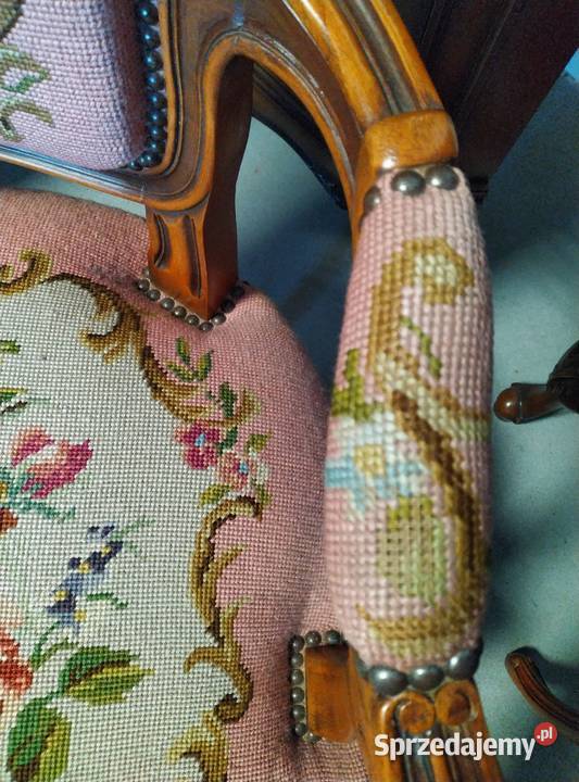 Fotel ludwikowski gobelin kwiaty Białystok sprzedam