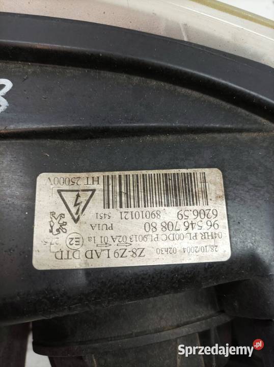 LAMPA PRZÓD PRAWA 9654670880 Peugeot 607 I osobowe Części samochodowe świętokrzyskie