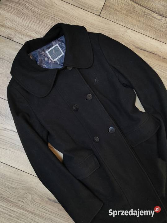 Czarny wełniany płaszcz Kangol 42 Jasło sprzedam