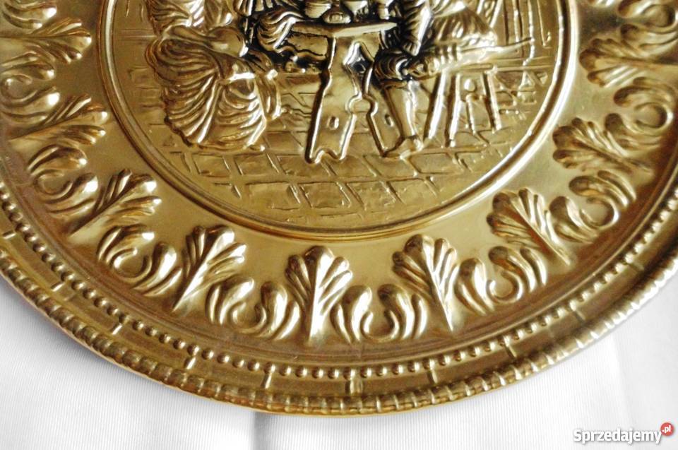 Ładne miedziany talerz z motywem Średniowiecznej mazowieckie Warszawa sprzedam