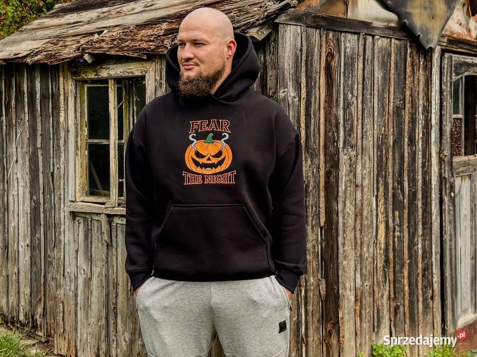 HALLOWEEN 2025 Bluza z haftem dyniowym mężczyzn