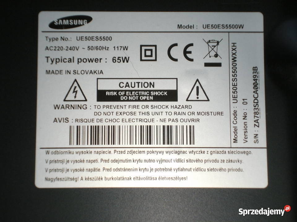 Sam 4x UE50TU8000U UE50ES5500 UE46ES6100 Elektronika Karlino sprzedam